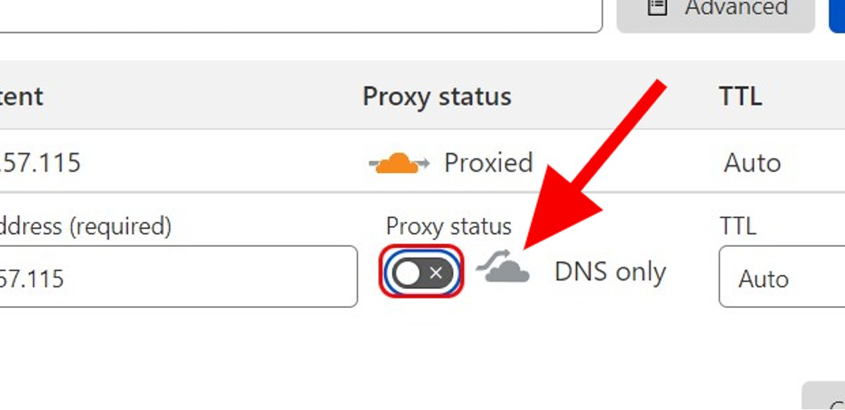 Uncheck Proxy status