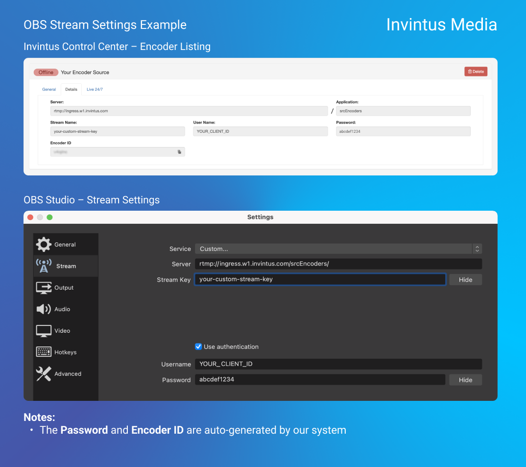 OBS Stream Settings Example