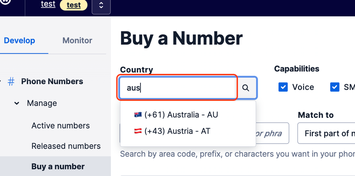 Type "aus"