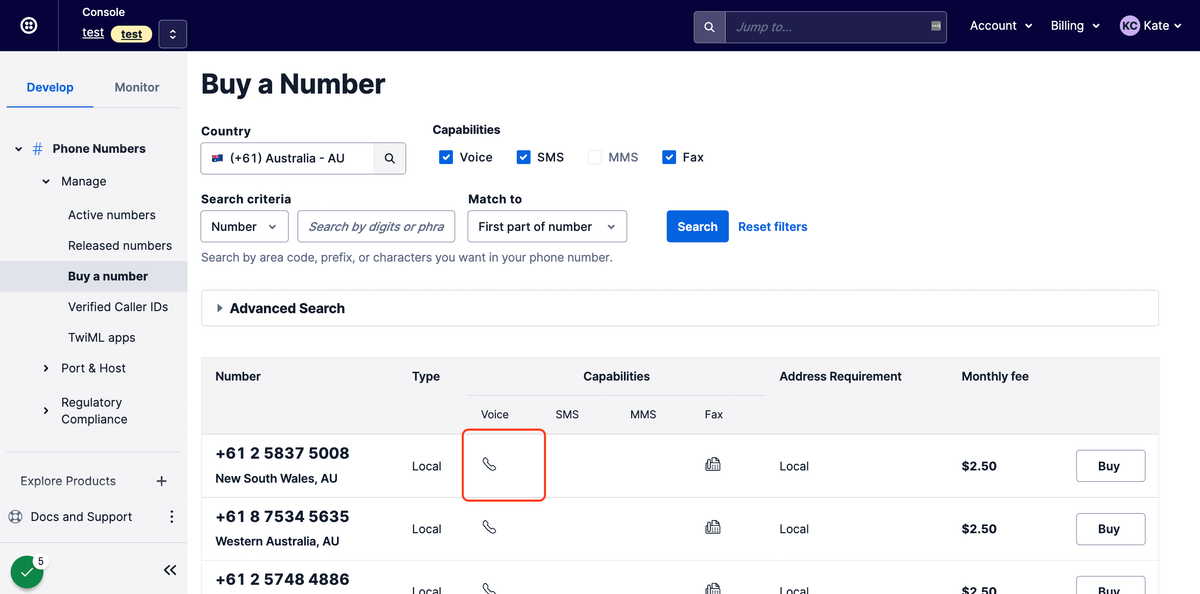 Click on +61 2 5837 5008…