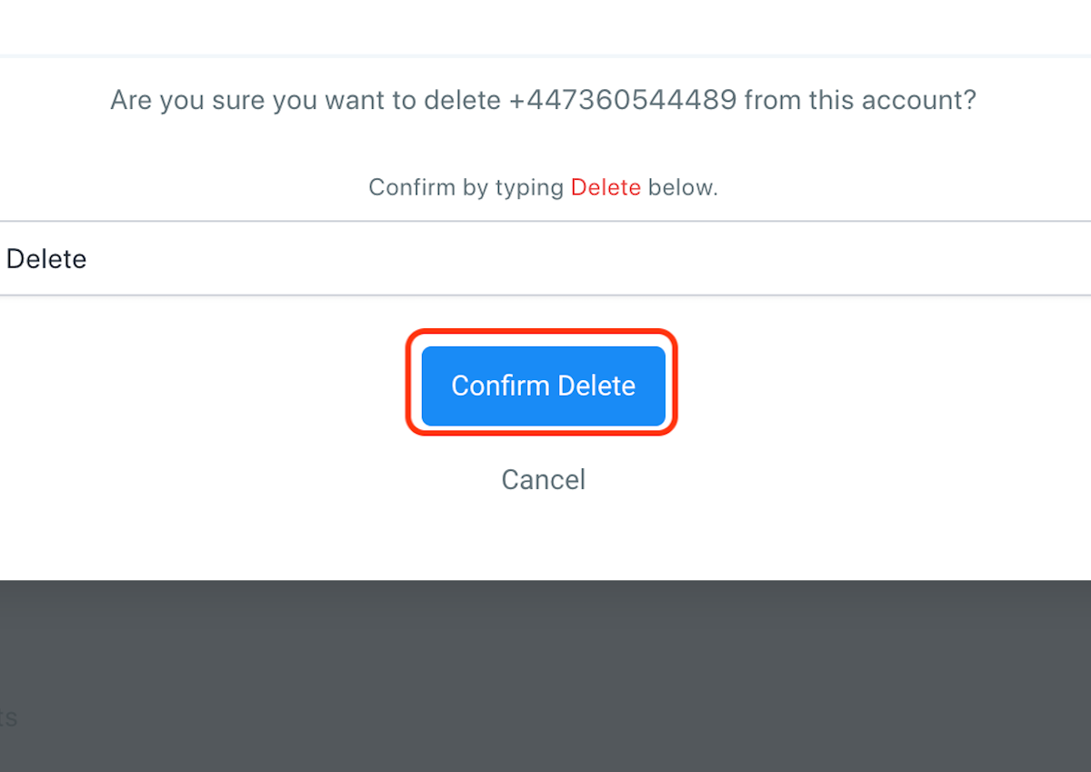 Click on Confirm Delete