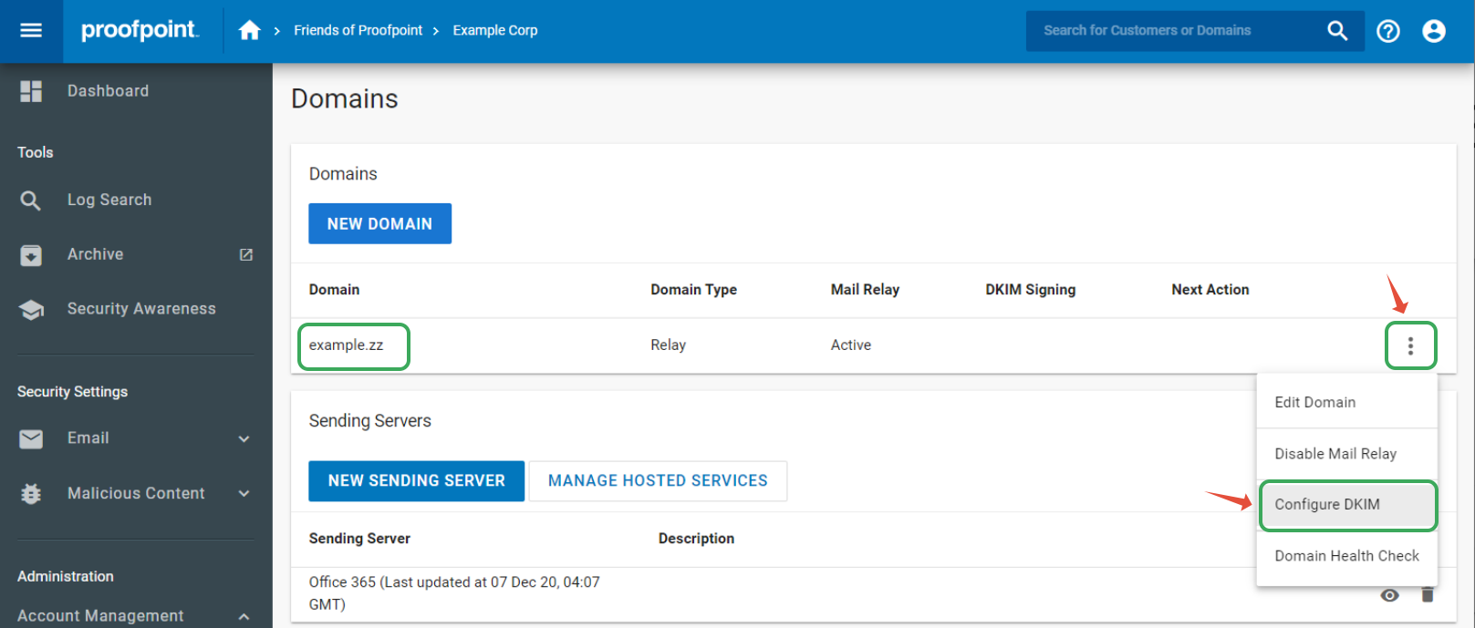 Proofpoint DMARC Configuration Valimail Support