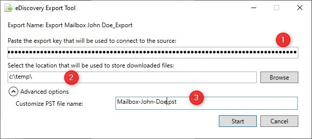 Start Download of PST file