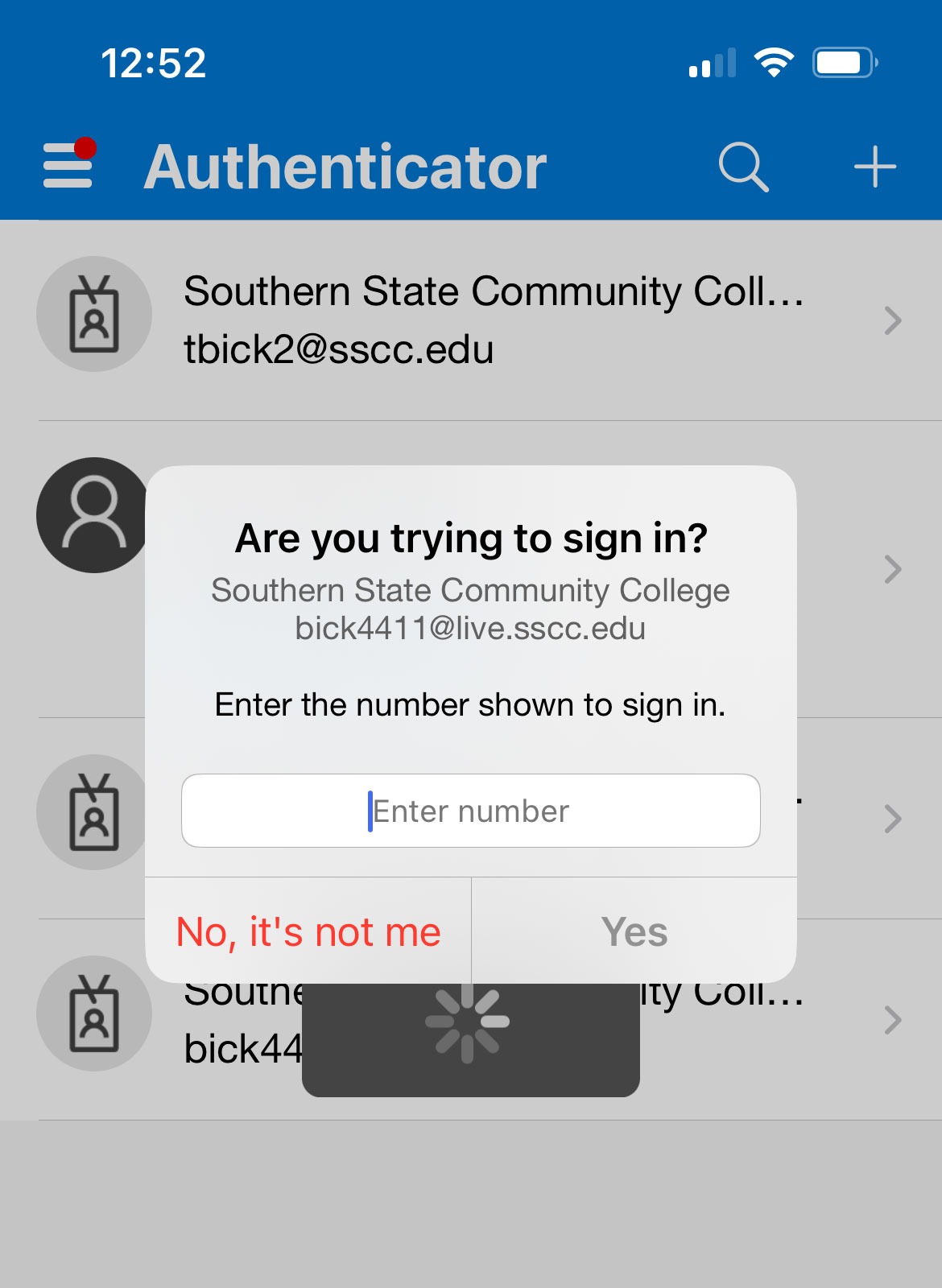 Enter the number shown to sign in.