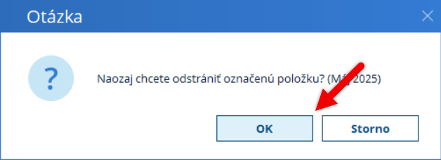 Potvrdenie operácie OK