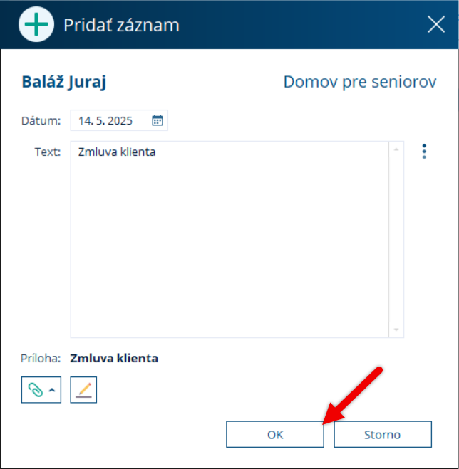 Uloženie záznamu