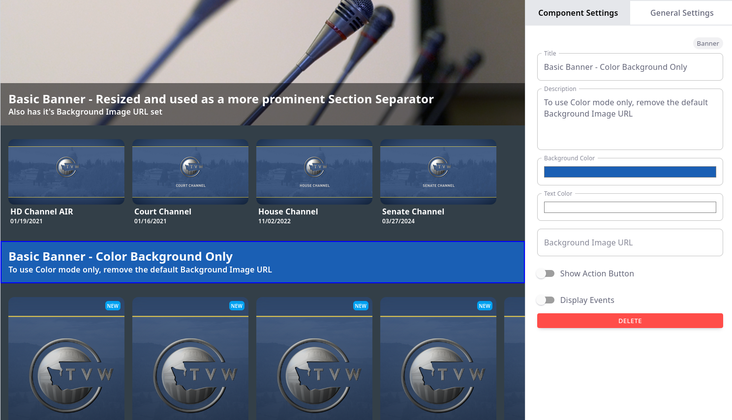 OTT Builder - Basic Banner - Section Separator Examples