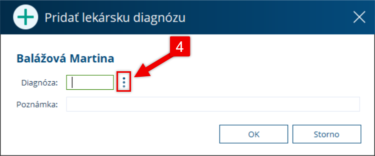 Vyhľadanie diagnózy cez číselník