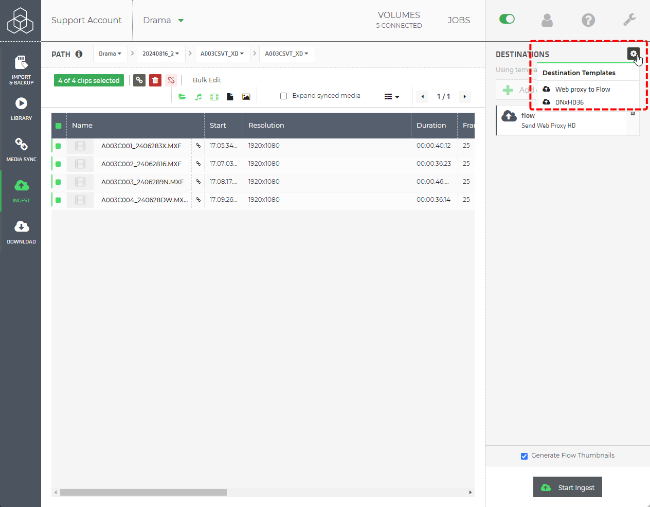 Limecraft screenshot showing how to make use of destination templates.