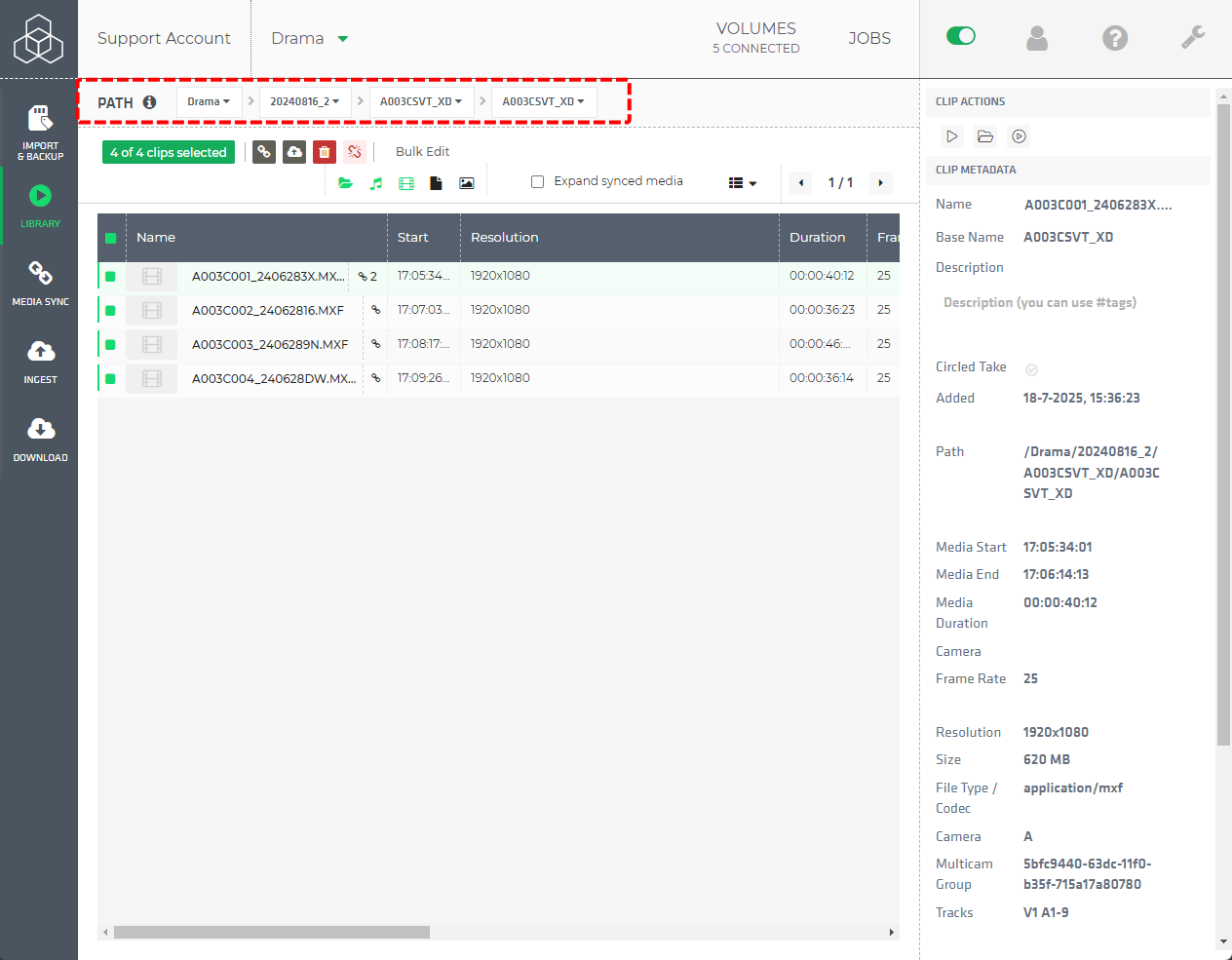 Limecraft screenshot showing the Edge path in Edge library.