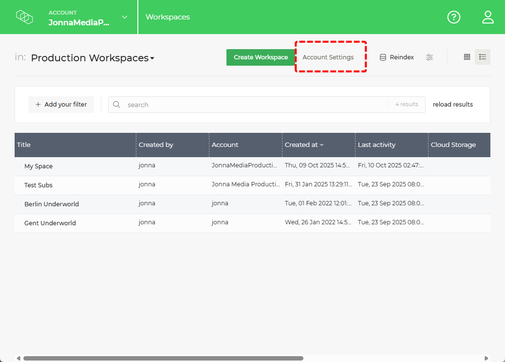 Limecraft Screenshot showing how to access the account portal for managing subscription and usage. 