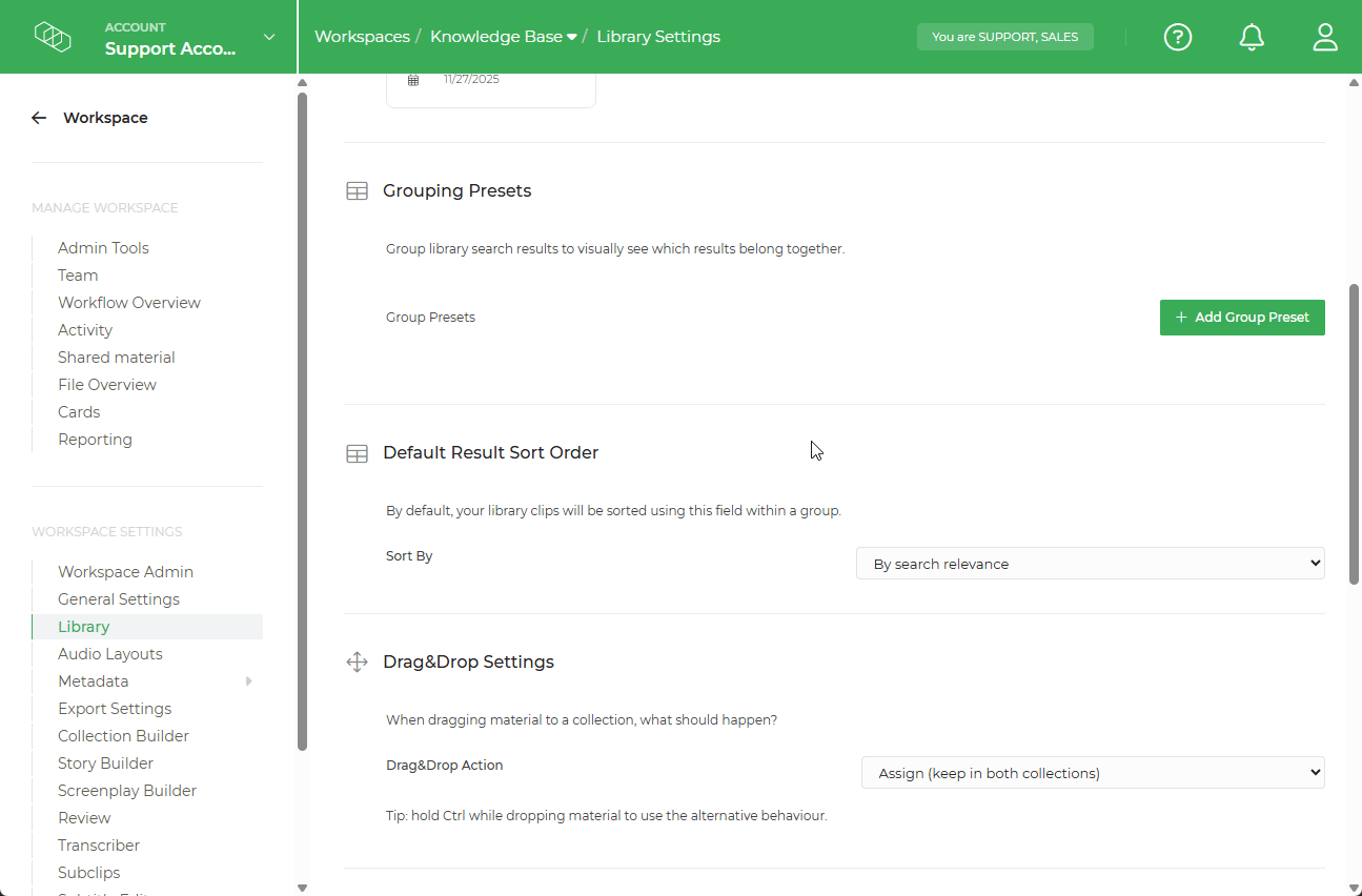 Limecraft screenshot showing how to work with the default drag & drop settings. 