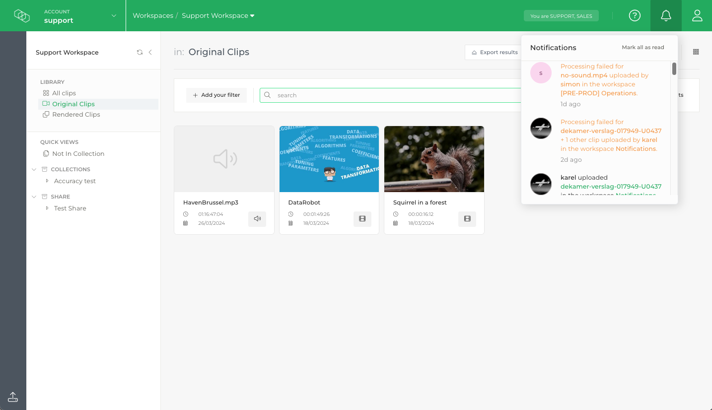 Limecraft screenshot illustrating in app notifications