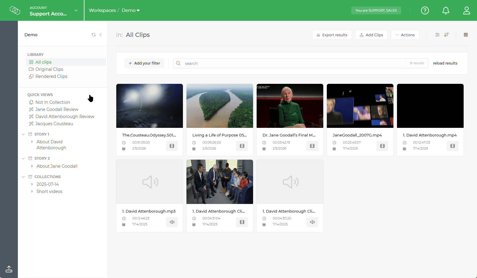 Limecraft GIF showing how to create and manage quick views. 