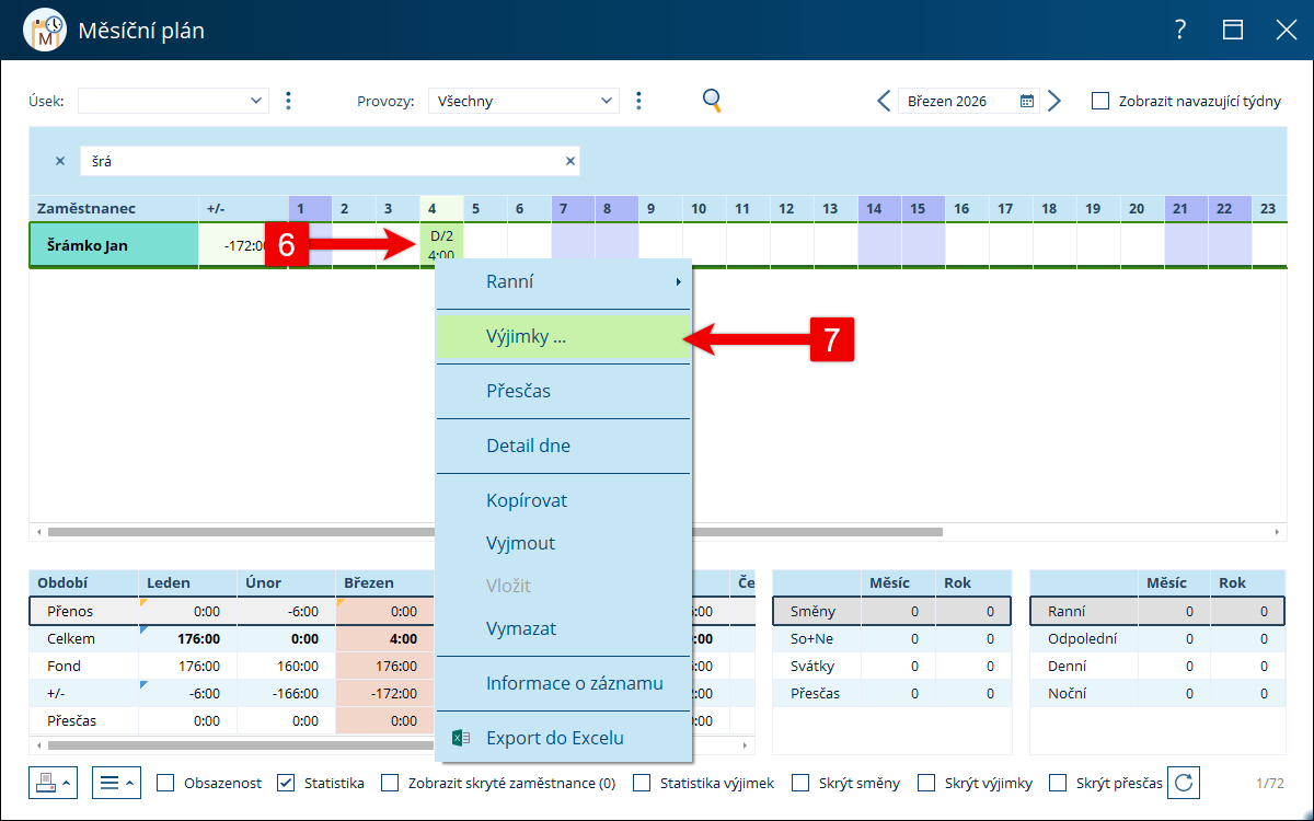 Opětovné otevření výjimek v plánu
