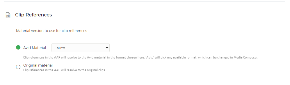 Limecraft screenshot guiding to choose which material the export references to. 