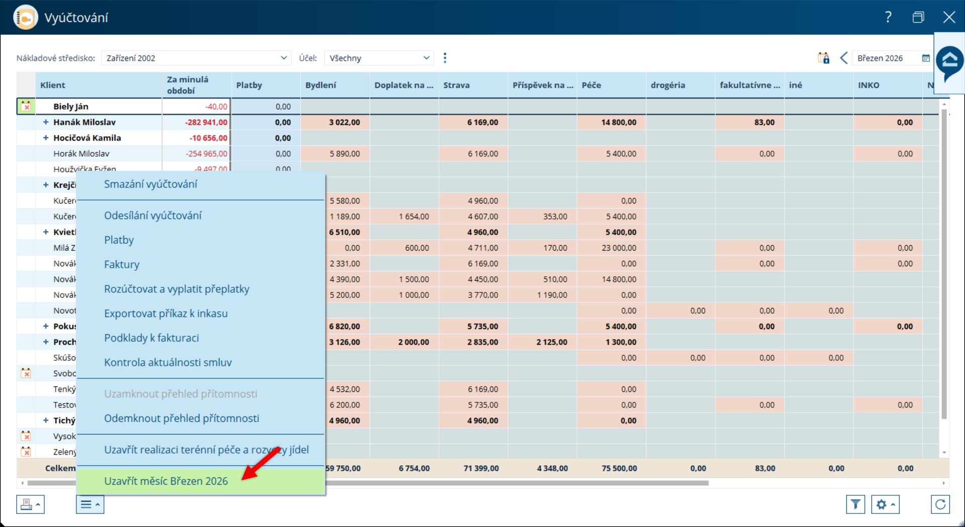 Volba Uzavřít měsíc