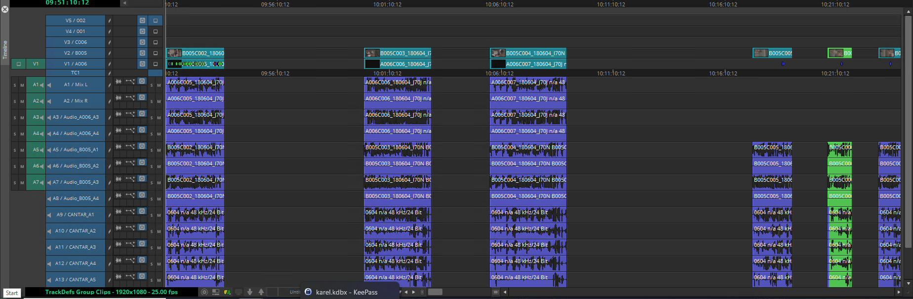 Limecraft screenshot showing how advance track definition with AAF export template looks in Avid Media Composer. 