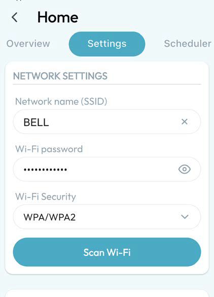 NOWA PRESENCE network settings