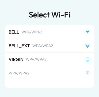 NOWA PRESENCE Wi-Fi selection screen