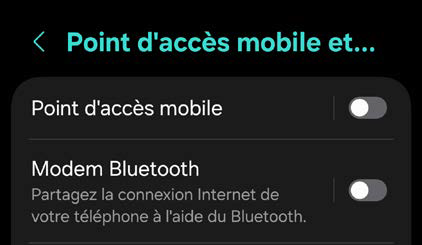 Point d’accès mobile Android désactivé