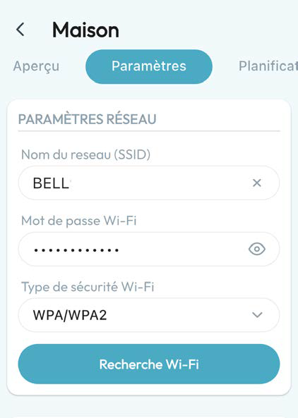 Paramètres réseau dans NOWA PRÉSENCE