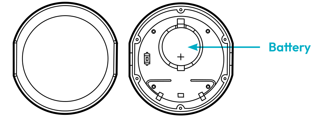 Sensor opened with battery visible