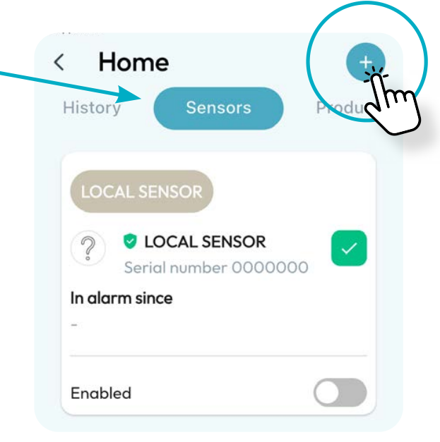 Open the Sensors section and tap the plus button