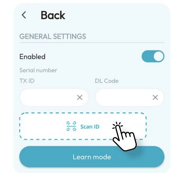 Tap Scan ID in the sensor configuration screen