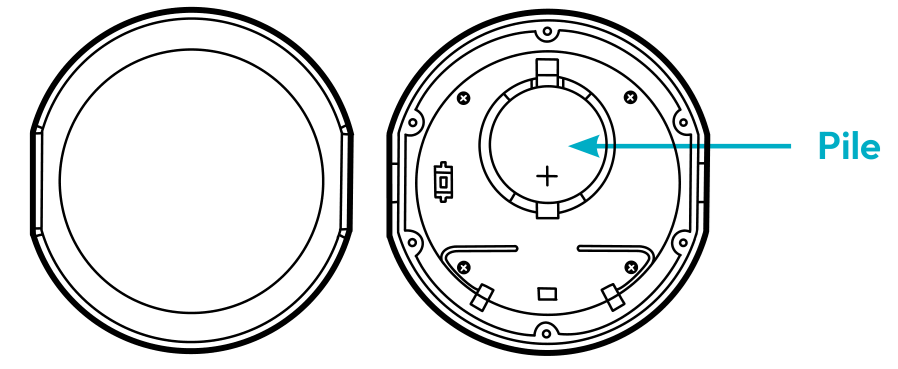 Détecteur ouvert avec batterie visible