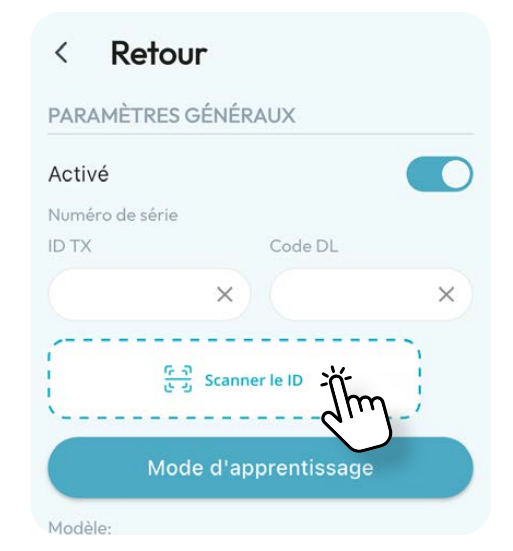 Appuyer sur Scan ID dans l’écran de configuration du détecteur