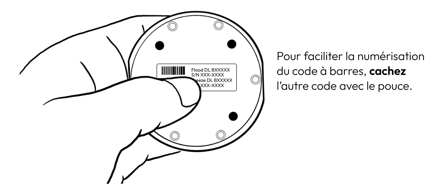 Couvrir l’autre code-barres avec le pouce lors du scannage du détecteur