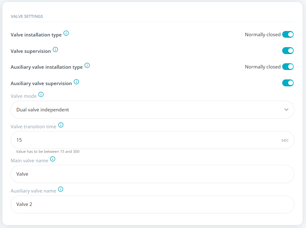 NOWA 4S valve settings dual valve independent mode