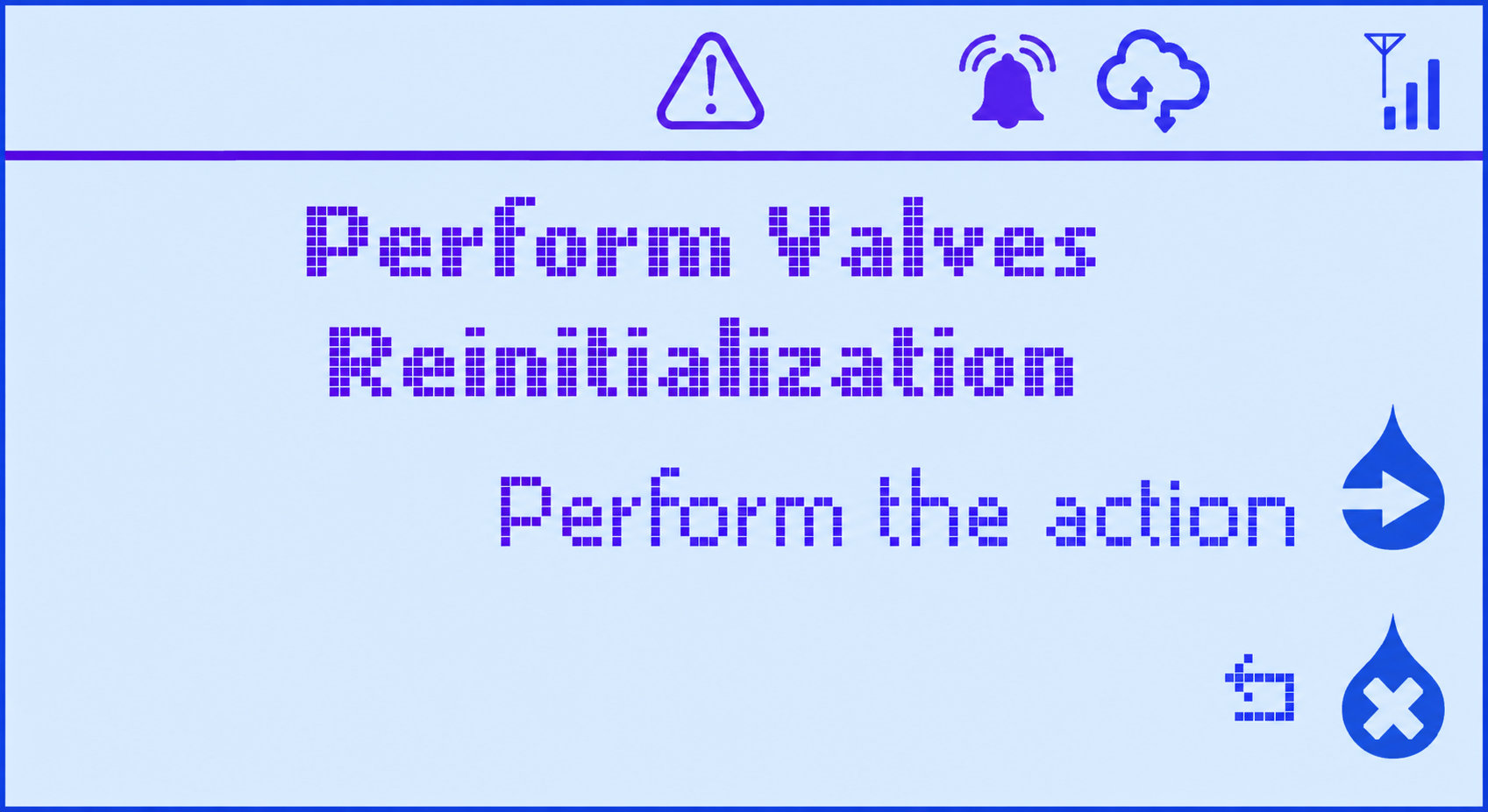 Perform valves reinitialization menu