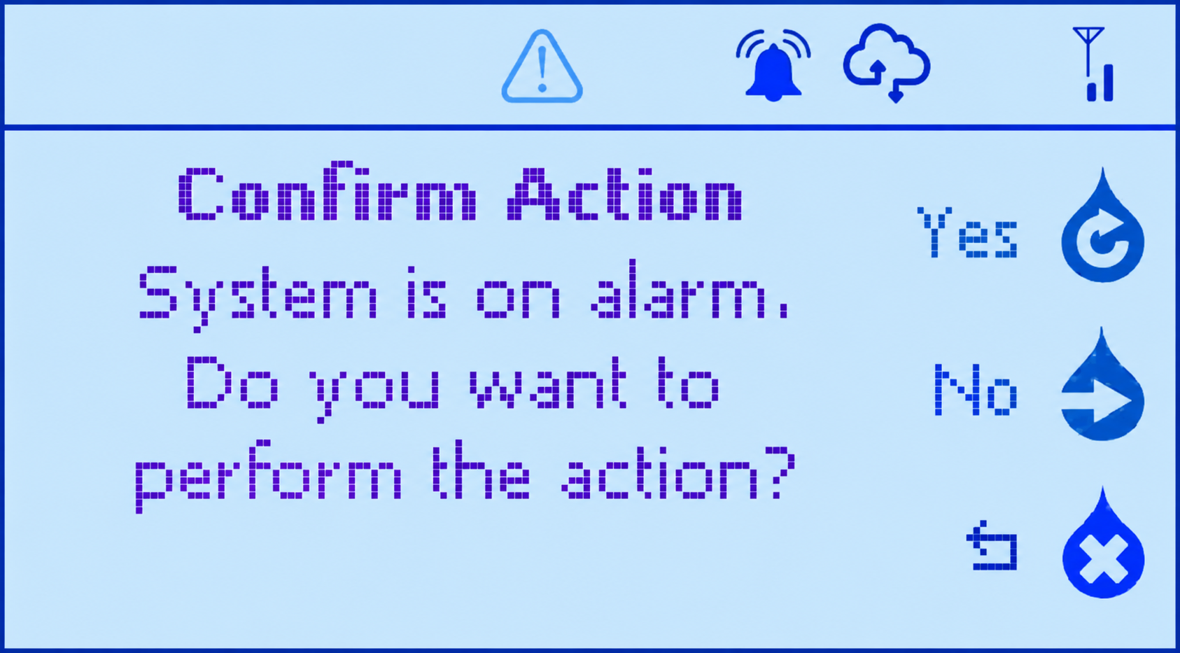 Confirm action screen