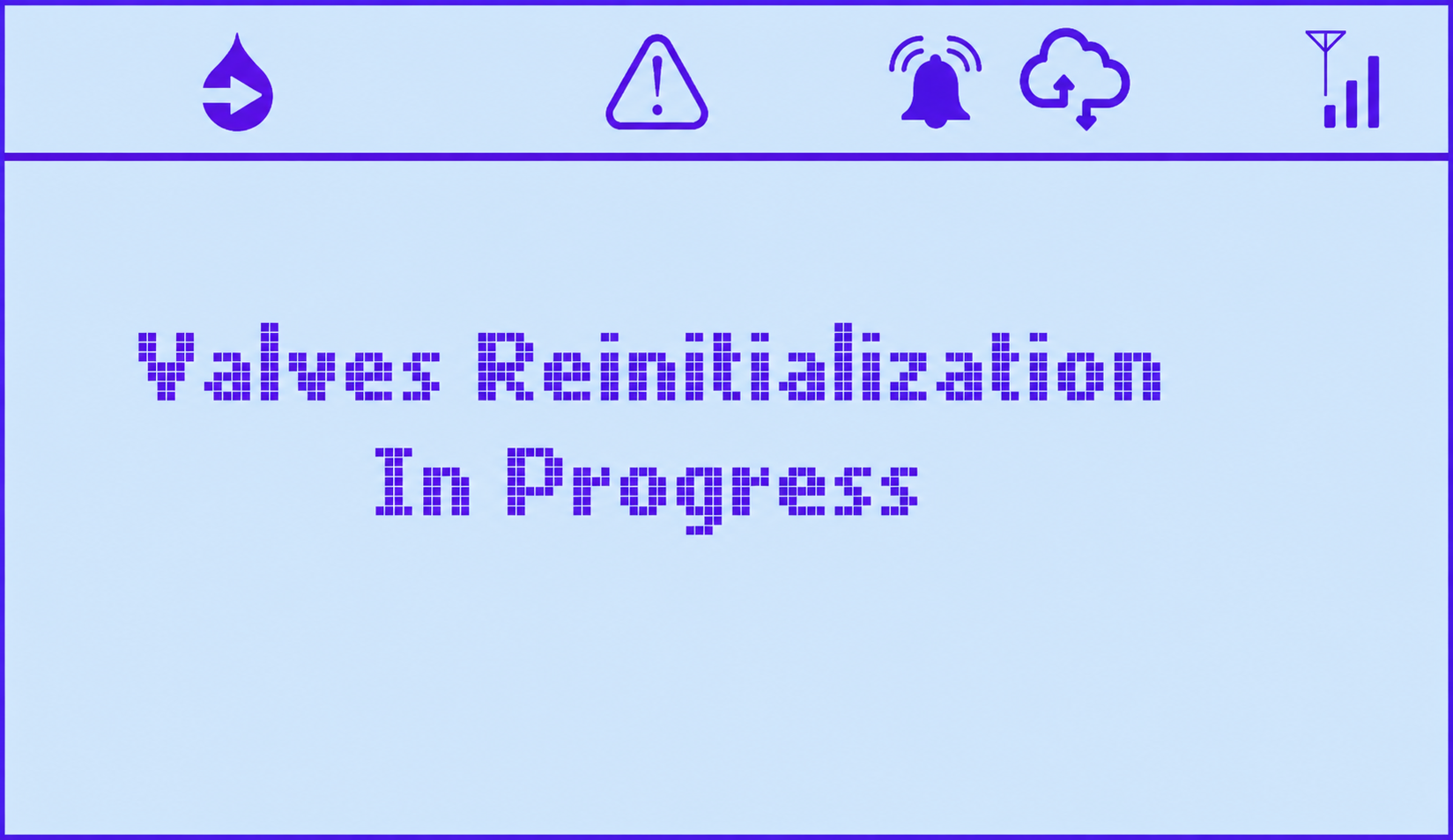 Valve reinitialization in progress screen