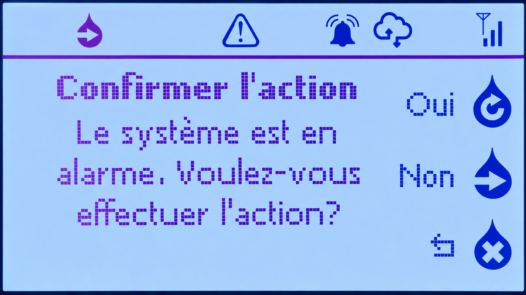 Écran de confirmation de l’action