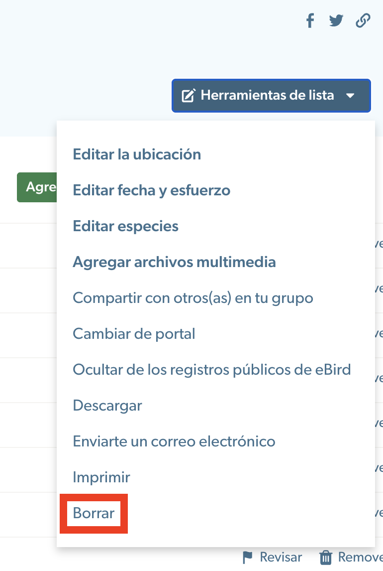 Eliminar lista