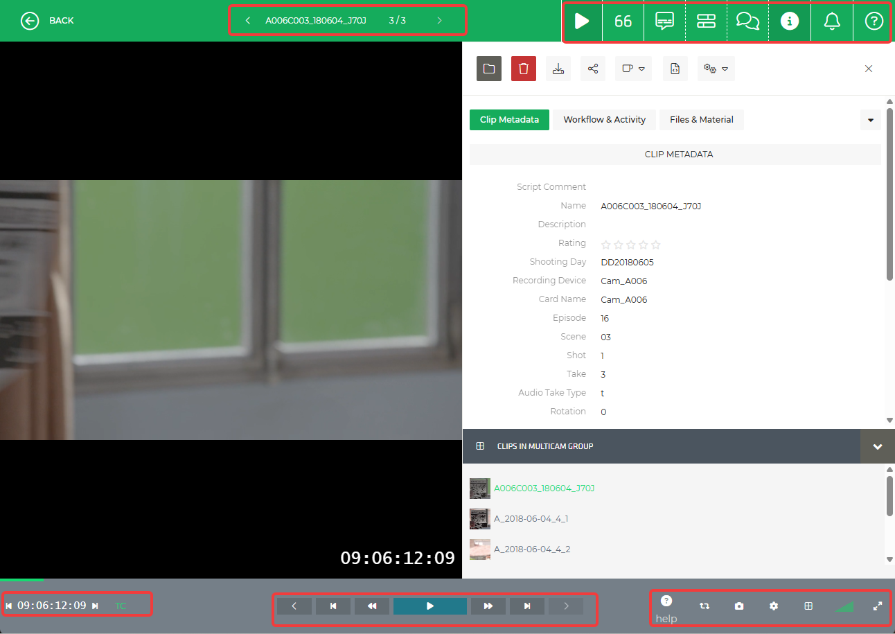 Limecraft screenshot showing where to find functionalities to operate the player