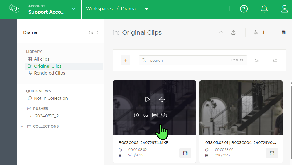 Limecraft screenshot showing how to open media in a player or with an application.