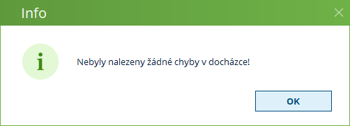 Hláška Nebyly nalezeny žádné chyby v docházce