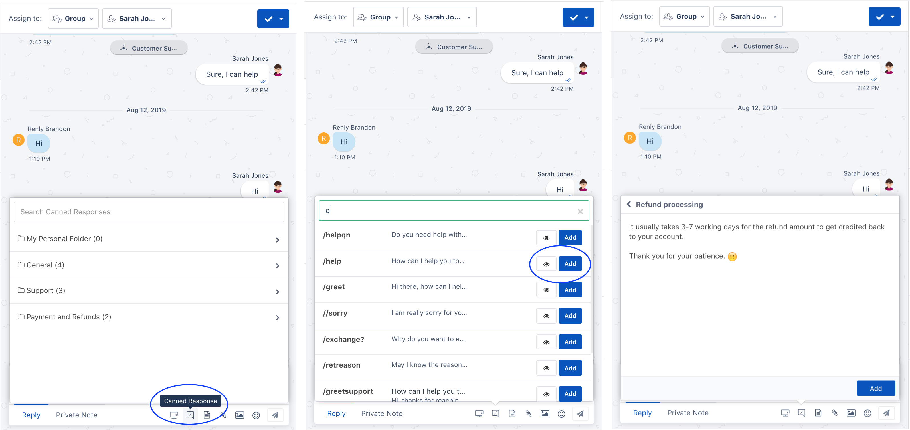 Canned Responses Freshchat
