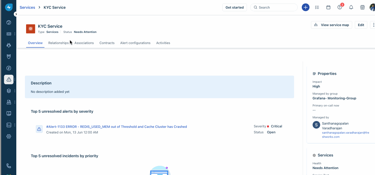 Define and monitor services using Service Health Monitoring Freshservice