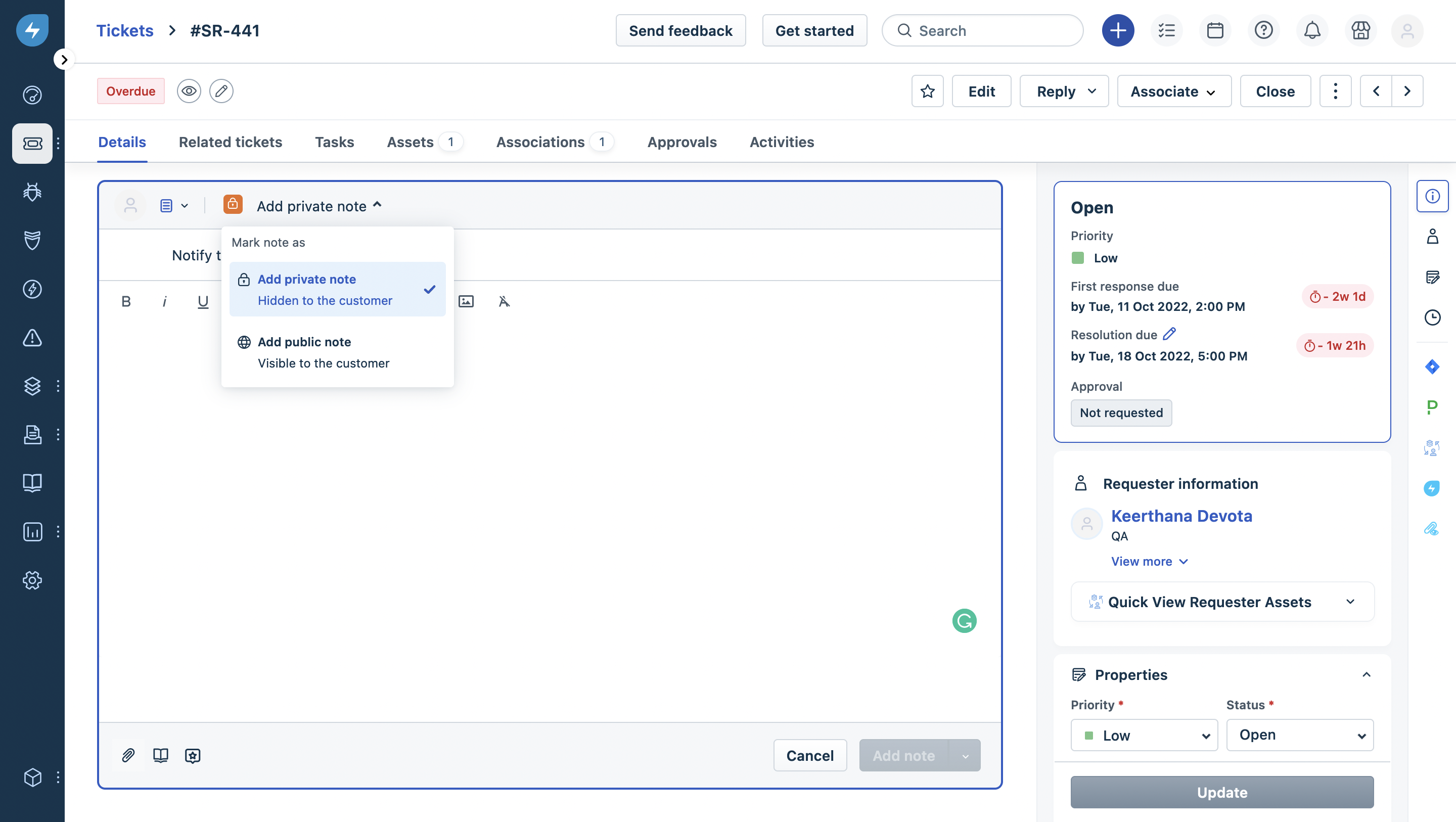Adding Private Notes Freshservice Adding Private Notes Freshservice