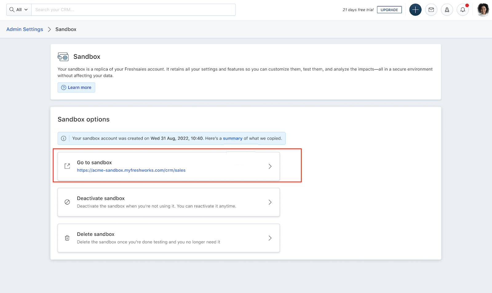 How to use Sandbox? Freshsales
