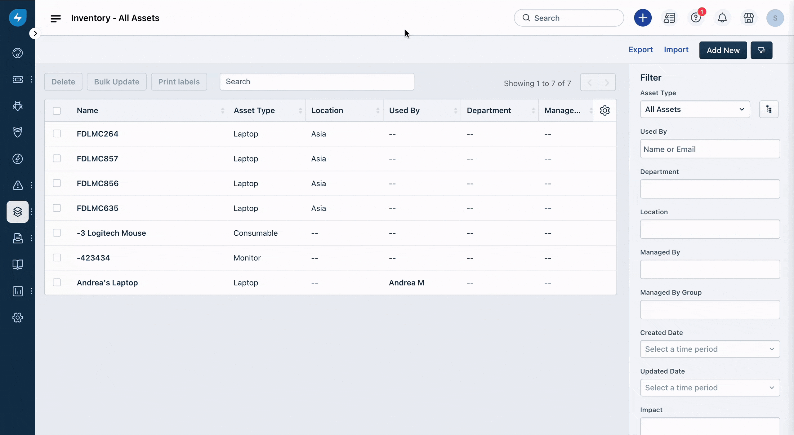 Creating asset views in Freshservice