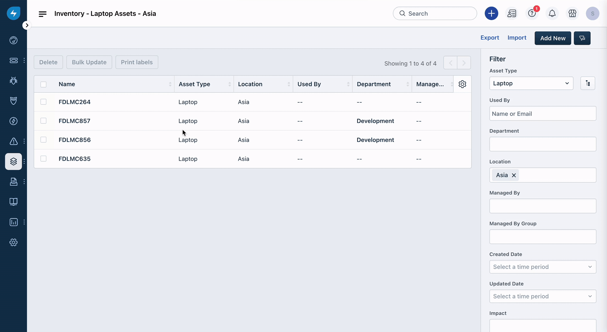 Deleting a custom asset view in Freshservice