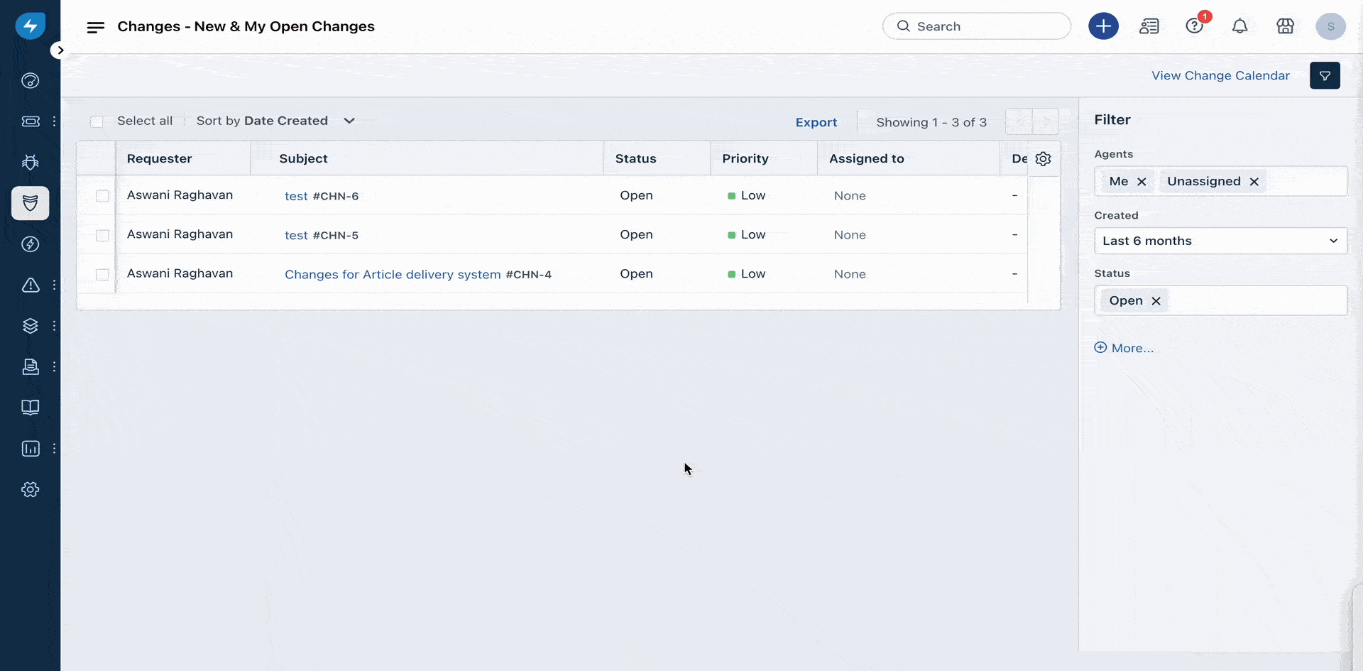 Finding linked projects of a Change request