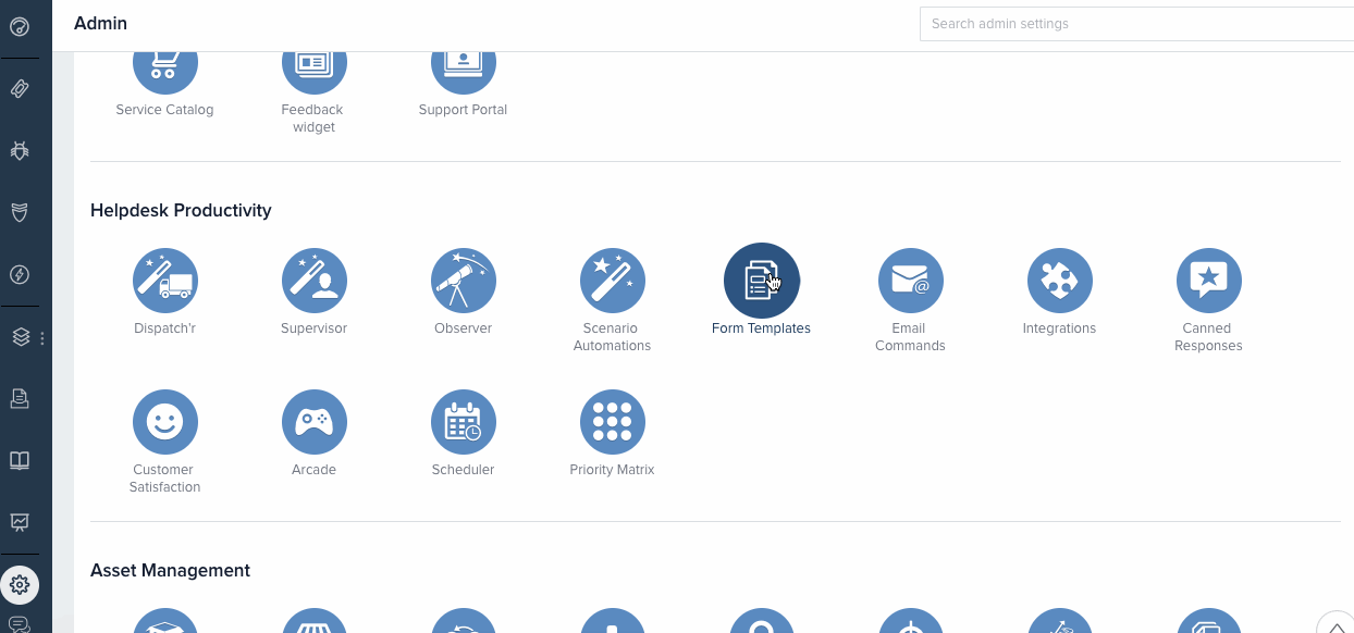 Creating change templates based on change types