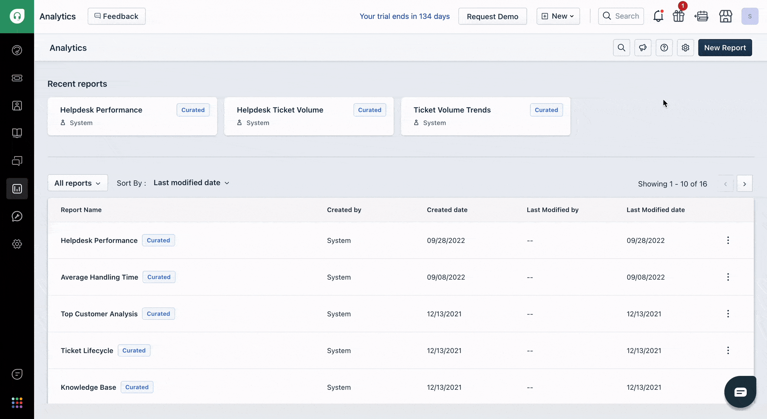 You can export your helpdesk ticket activities using the Data exports option in the Settings icon. Once you click on the Create Export button, you can set the export based on basic modules such as Tickets, Timesheets, Surveys, Survey Results, Articles, Triage, etc.